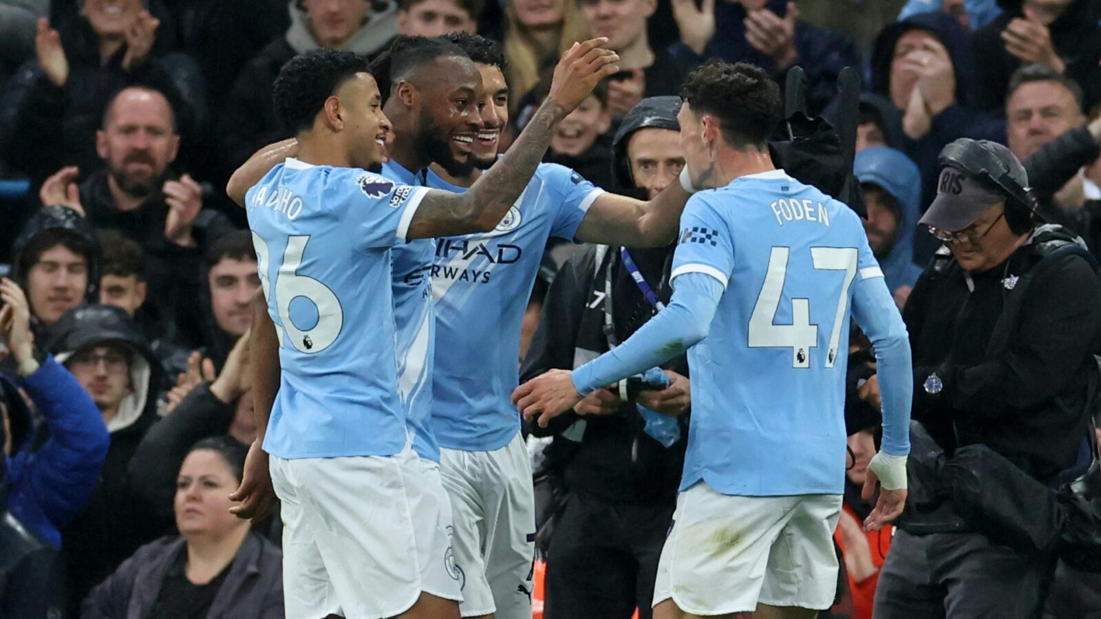 City celebrate Antoine Semenyo's opener (2nd from left)