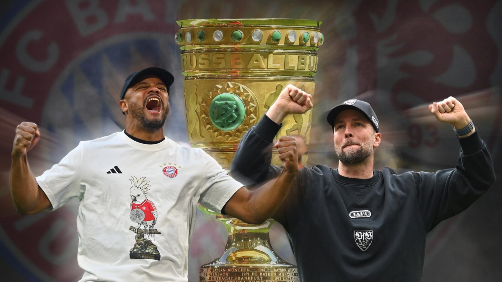 Two coaches in the cup duel: Bayern's Vincent Kompany (l.) wants the double, Stuttgart's Sebastian Hoeneß the title defence
